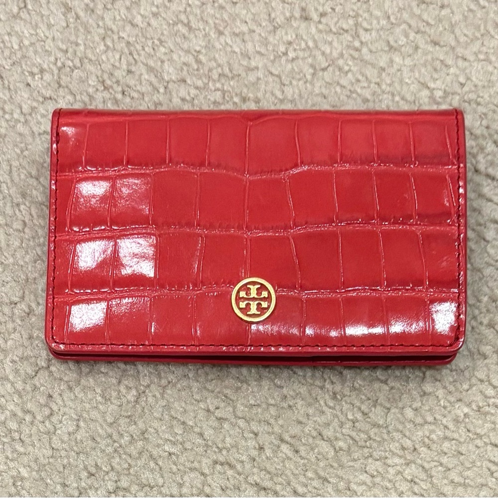 Tory Burch Scarlet Croc-Embossed Wallet